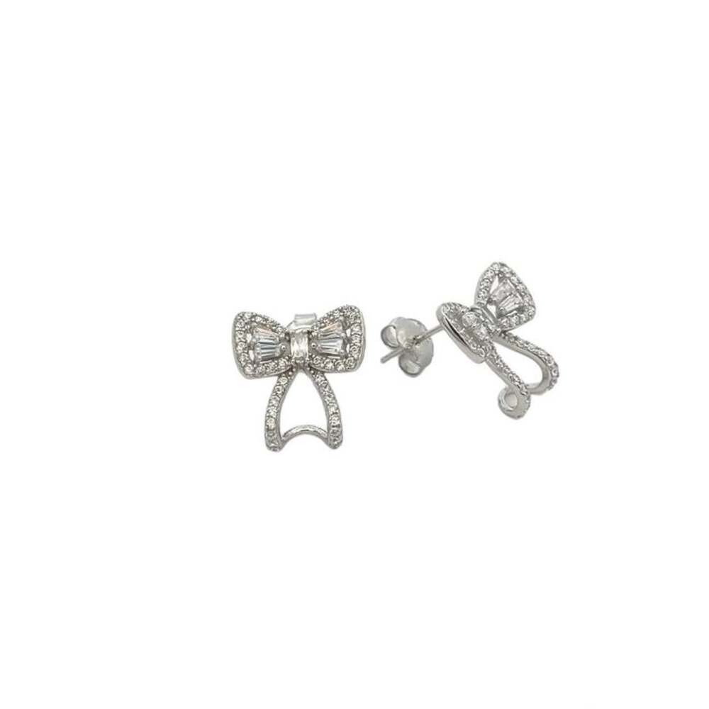 Sparkle Bowtie Earrings Bow studs 925 Sterling Silver and Cubic Zirconia